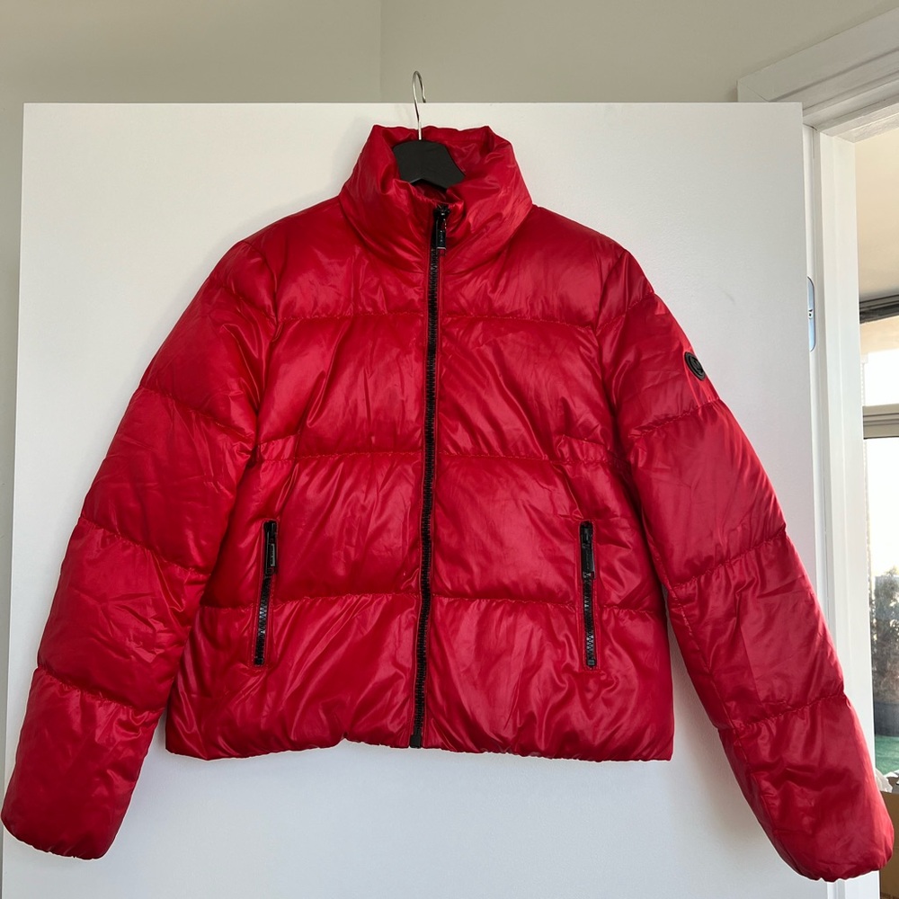 Michael Kors Shine Puffer Jacket Red Medium